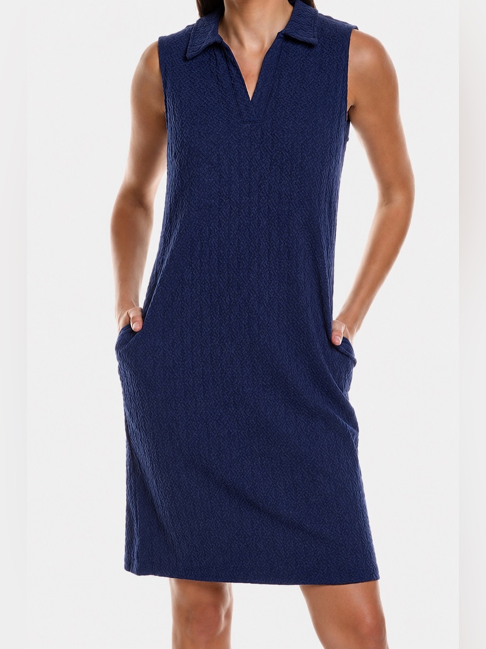 J.McLaughlin Women’s Medium Ayla Navy Blue Jacquard Collared Sheath Mini Dress